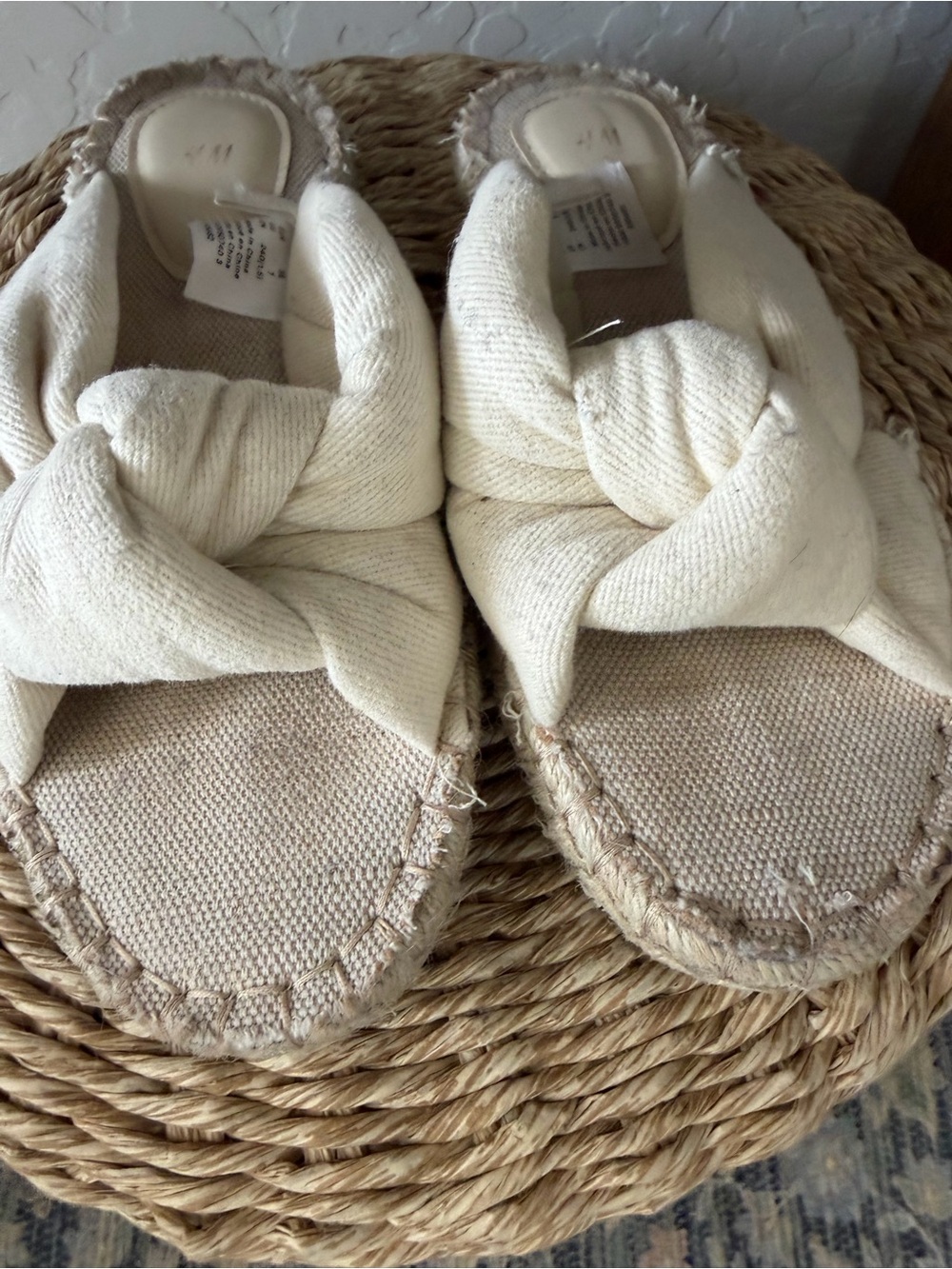 H&M Cream Knotted Espadrille Slide Sandals
